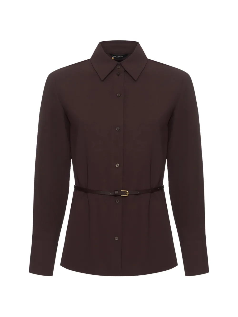 Armani Exchange belted long-sleeve shirt - Marrone