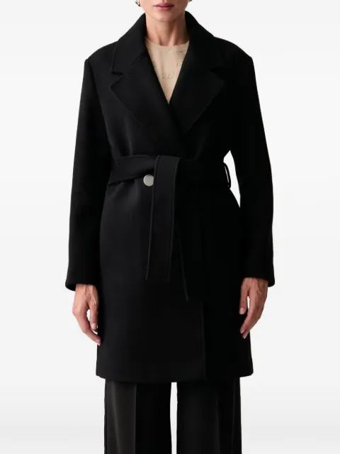 Armani Exchange belted logo-patch coat