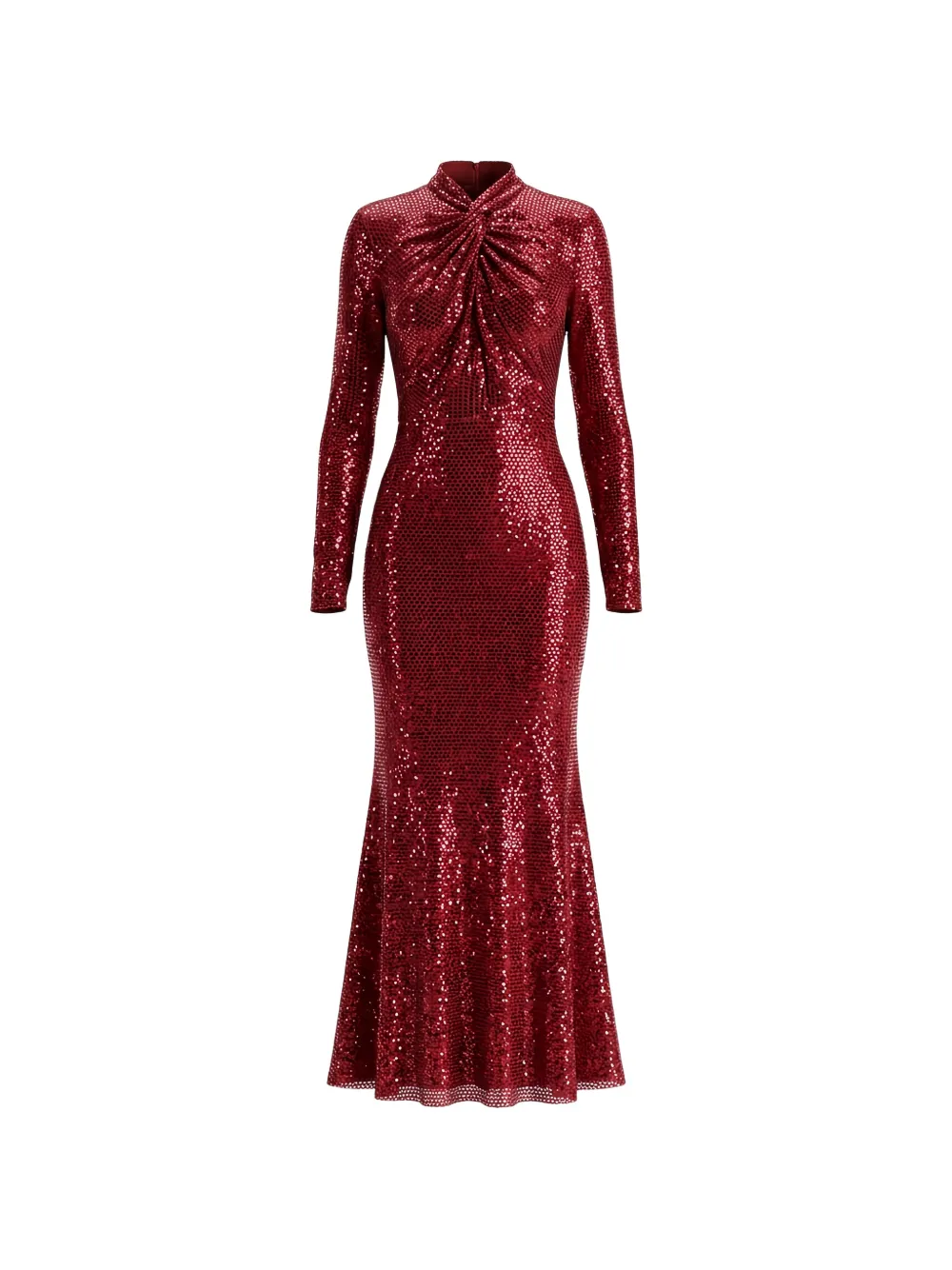 Self-Portrait red rhinestone mesh twist midi dress Rood