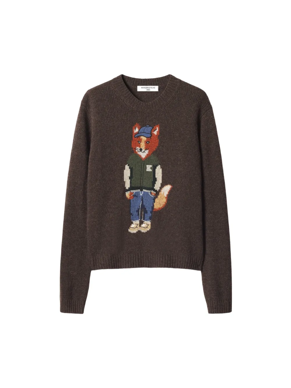 Maison Kitsuné Dressed Fox intarsia-knit sweater Bruin
