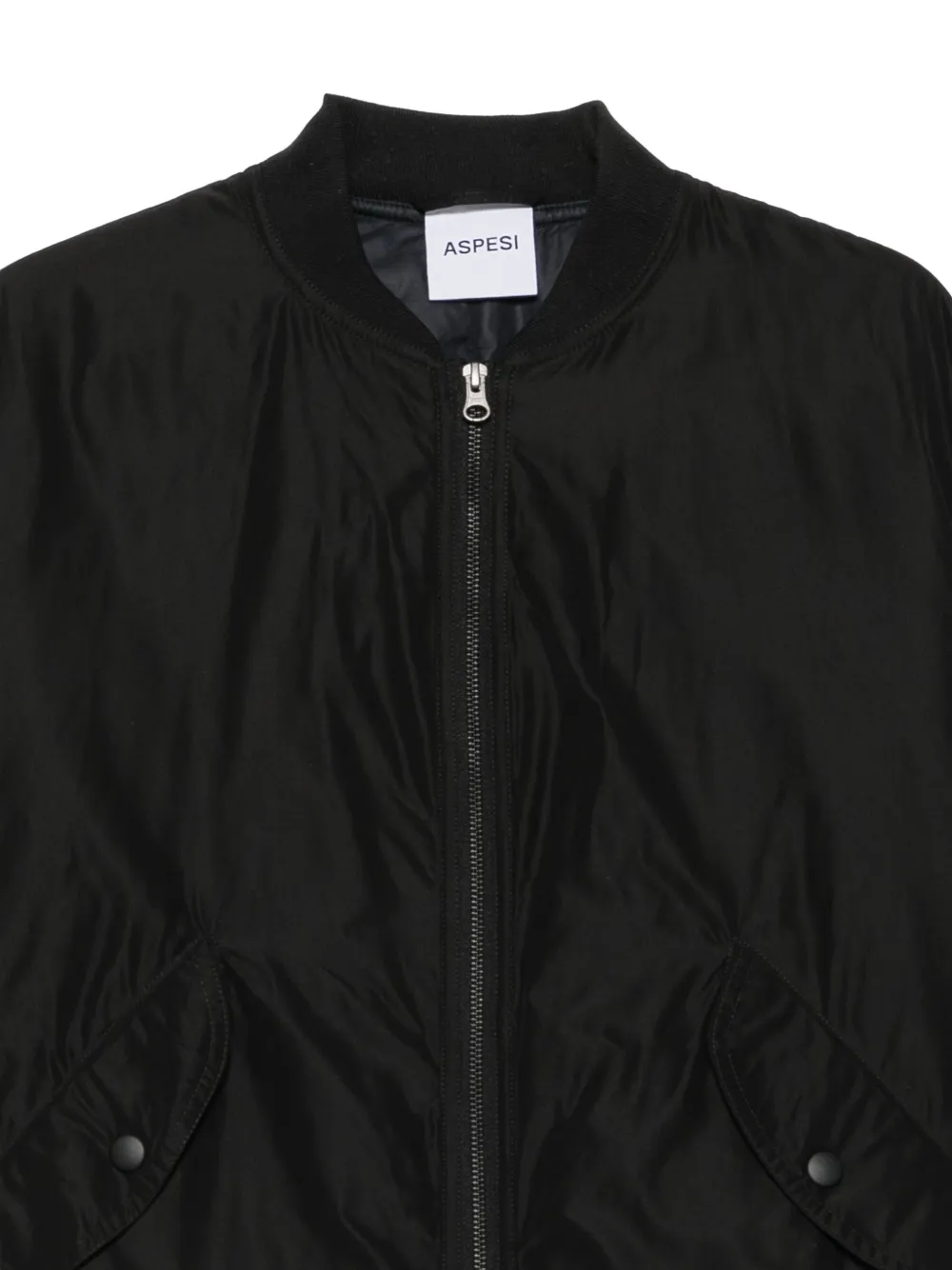 ASPESI ribbed-trim zip-up coat Zwart