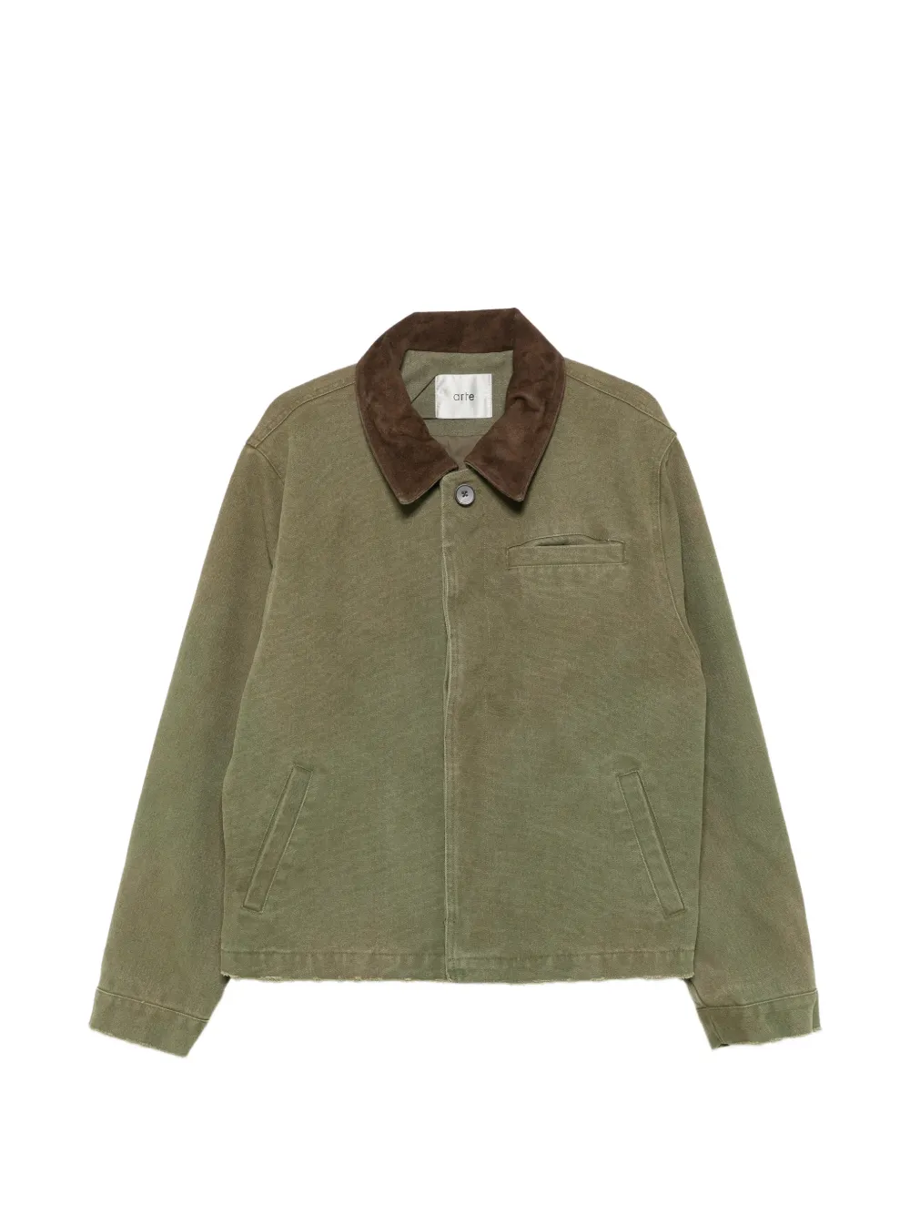 Arte Antwerp contrasting-collar raw-edge jacket - Verde