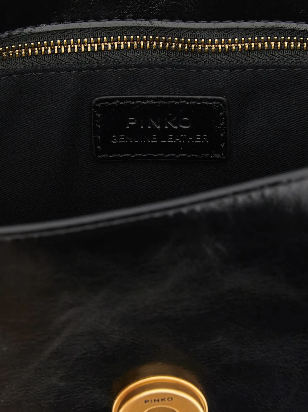 PINKO Love One craquelé-effect shoulder bag Zwart