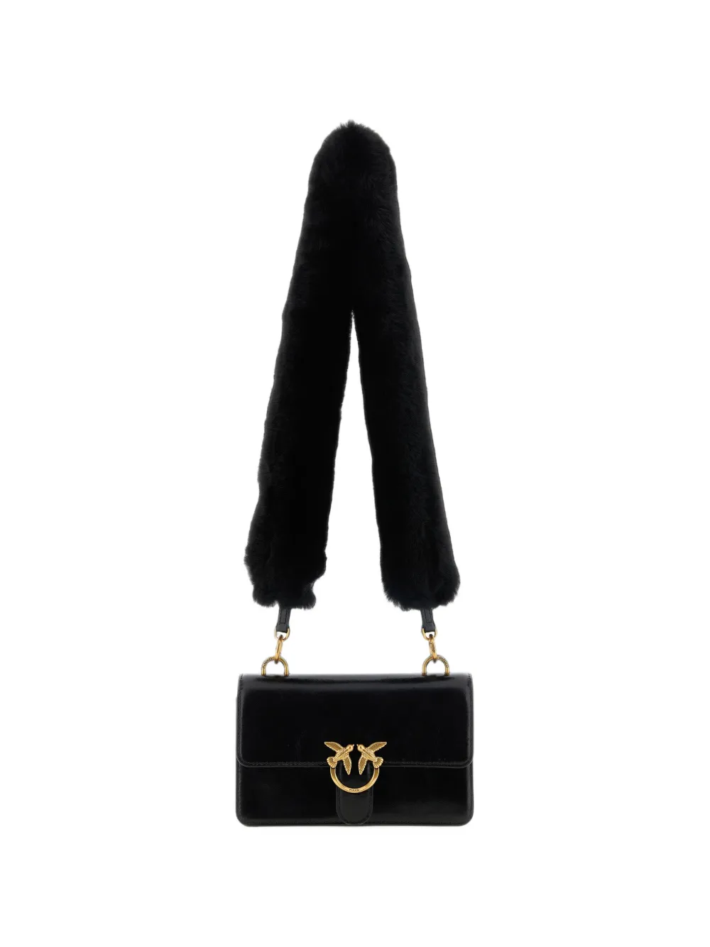 PINKO Love One craquelé-effect shoulder bag - Nero