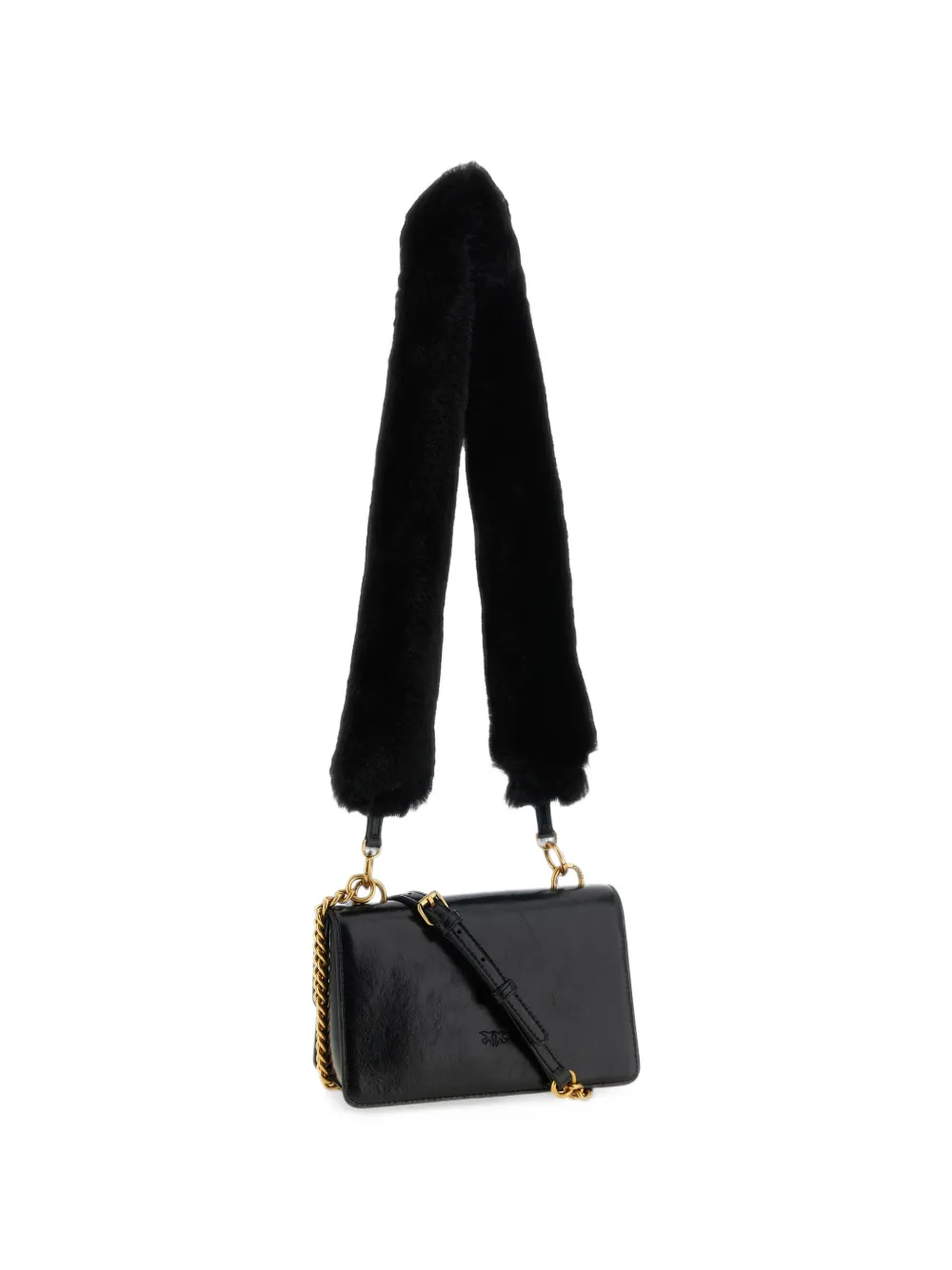 PINKO Love One craquelé-effect shoulder bag Zwart