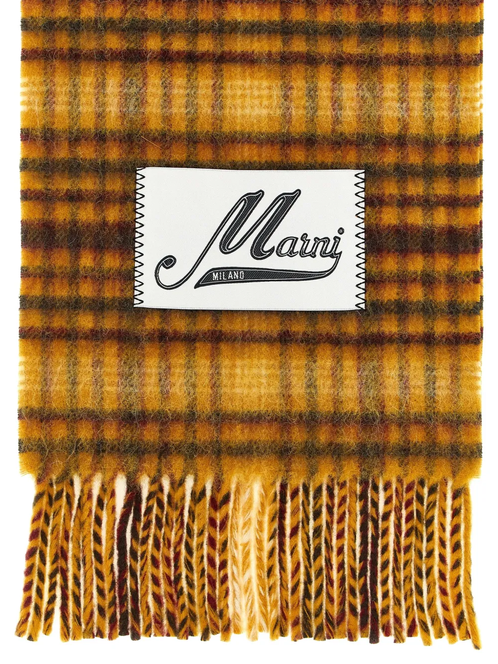 Marni checked fringed scarf Geel
