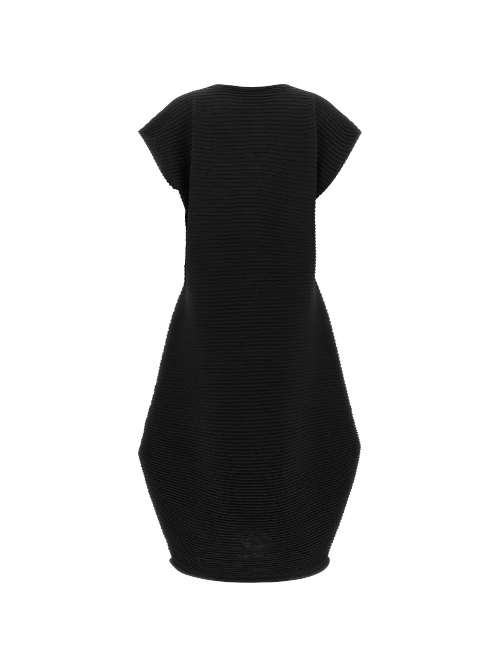Pleats Please Issey Miyake Zig Zag Knit cocoon midi dress Zwart