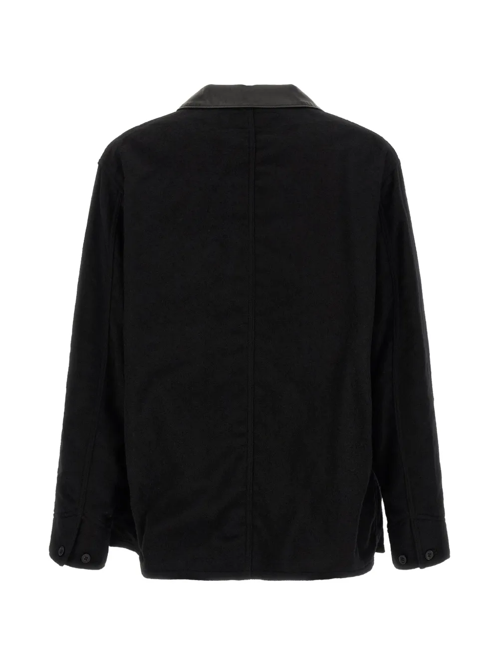 Comme des Garçons Homme Wollen jack met leren kraag Zwart