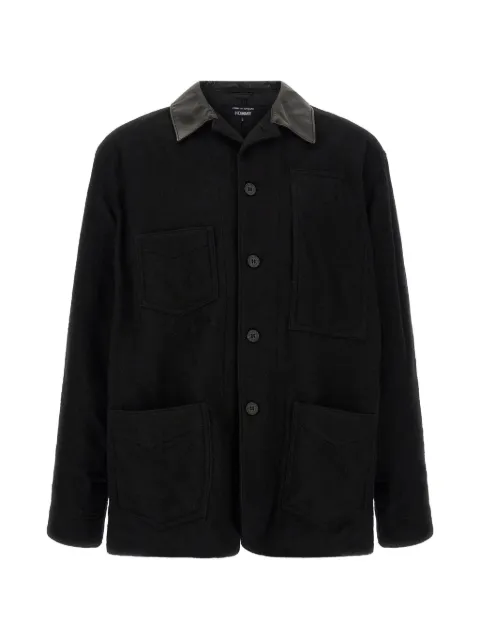 Comme des Garçons Homme leather-collar wool jacket