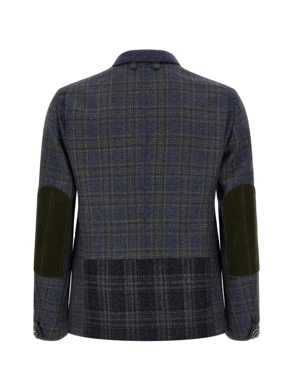 Junya Watanabe MAN patchwork check-pattern blazer Blauw