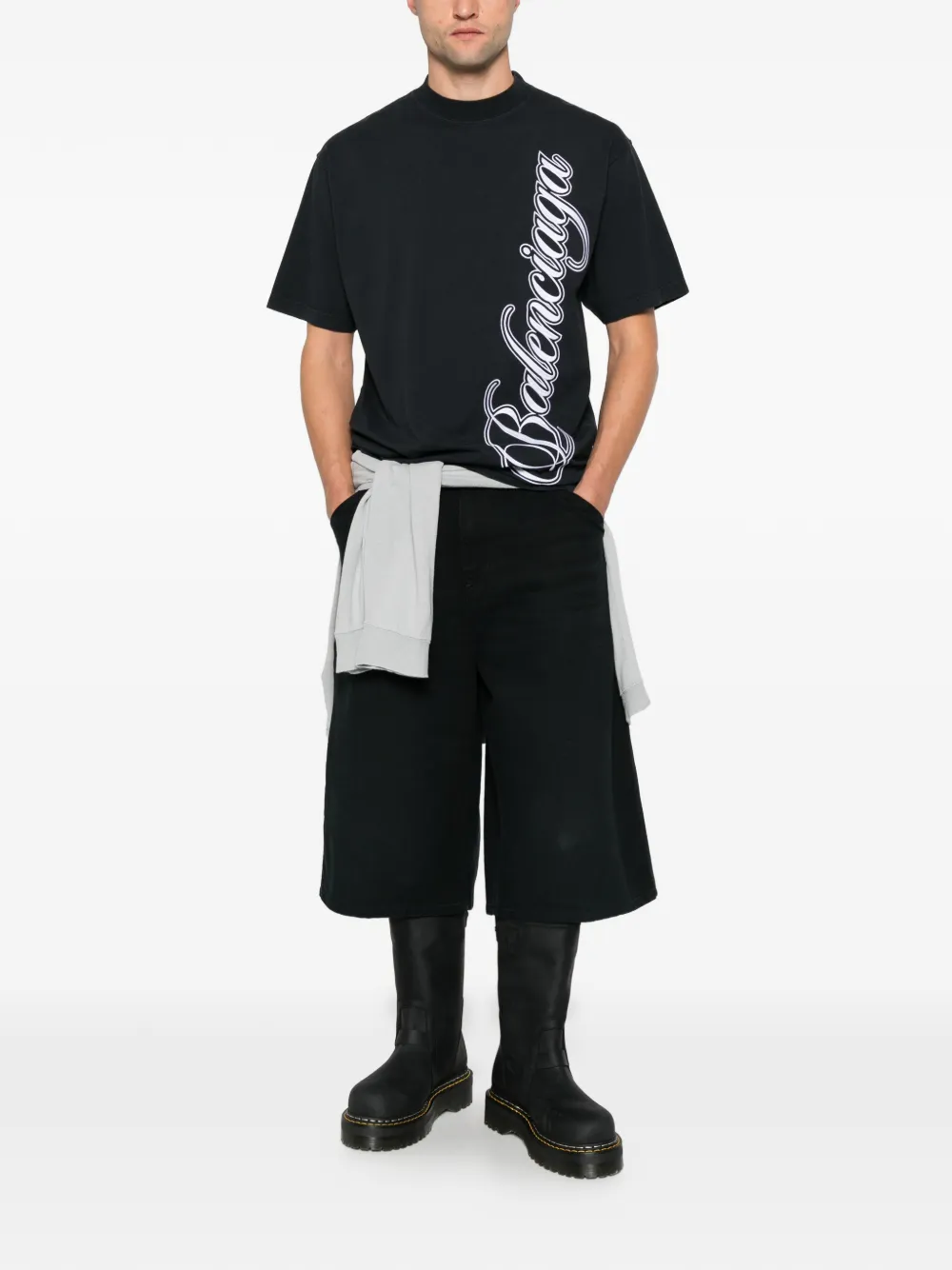 Balenciaga Medium Cursive T-shirt in zwart wit