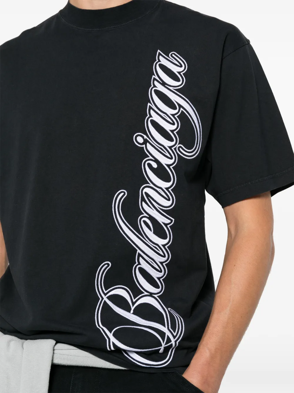 Balenciaga Medium Cursive T-shirt in zwart wit
