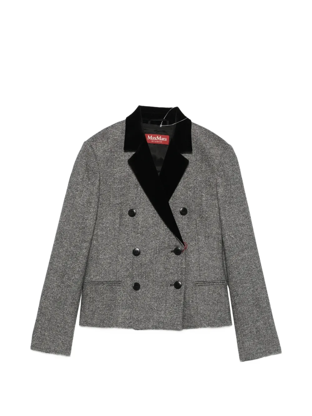 Max Mara double-breasted velvet-trim blazer - Schwarz