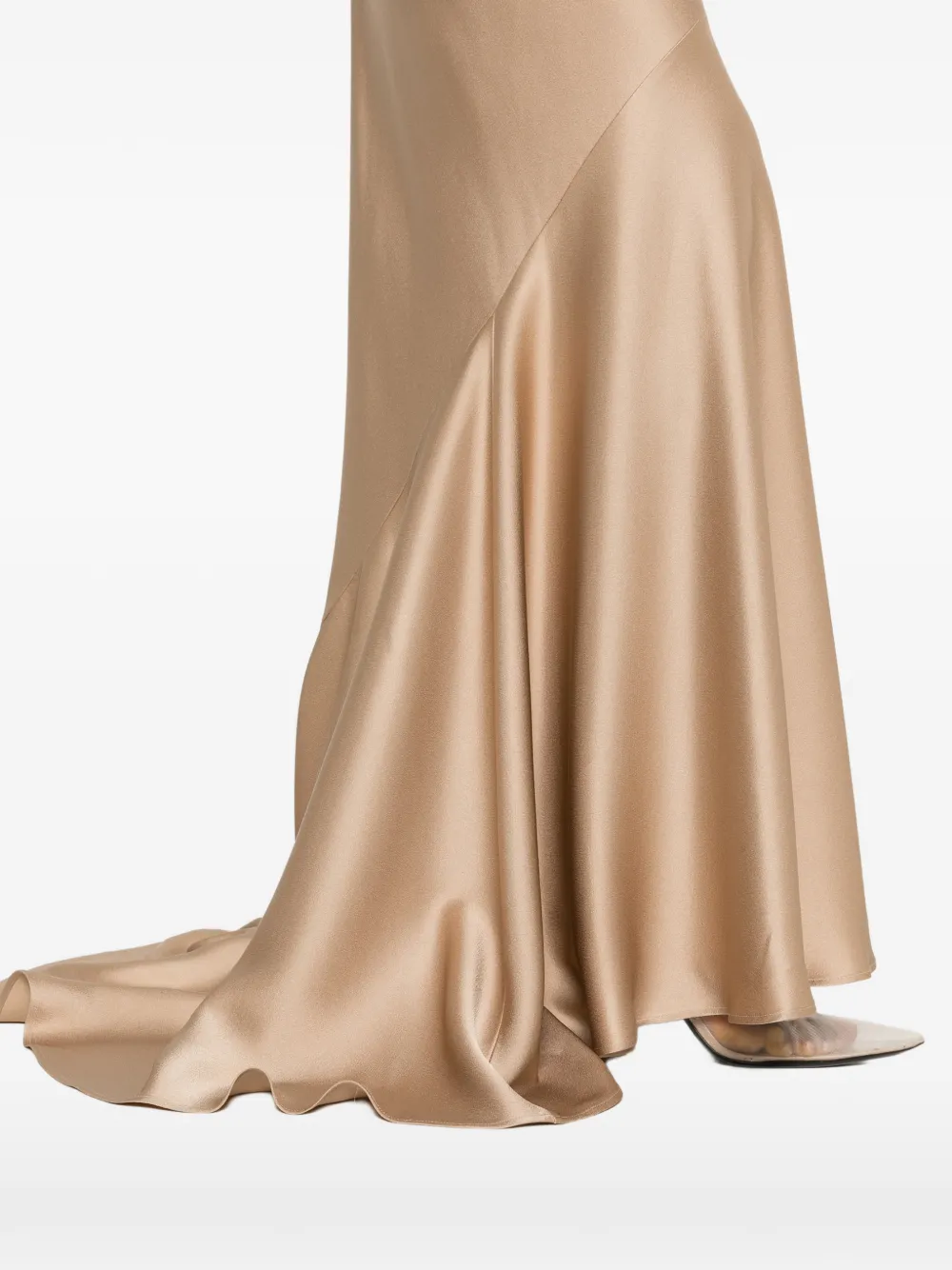 Max Mara Erum satin-finish panelled maxi dress Beige