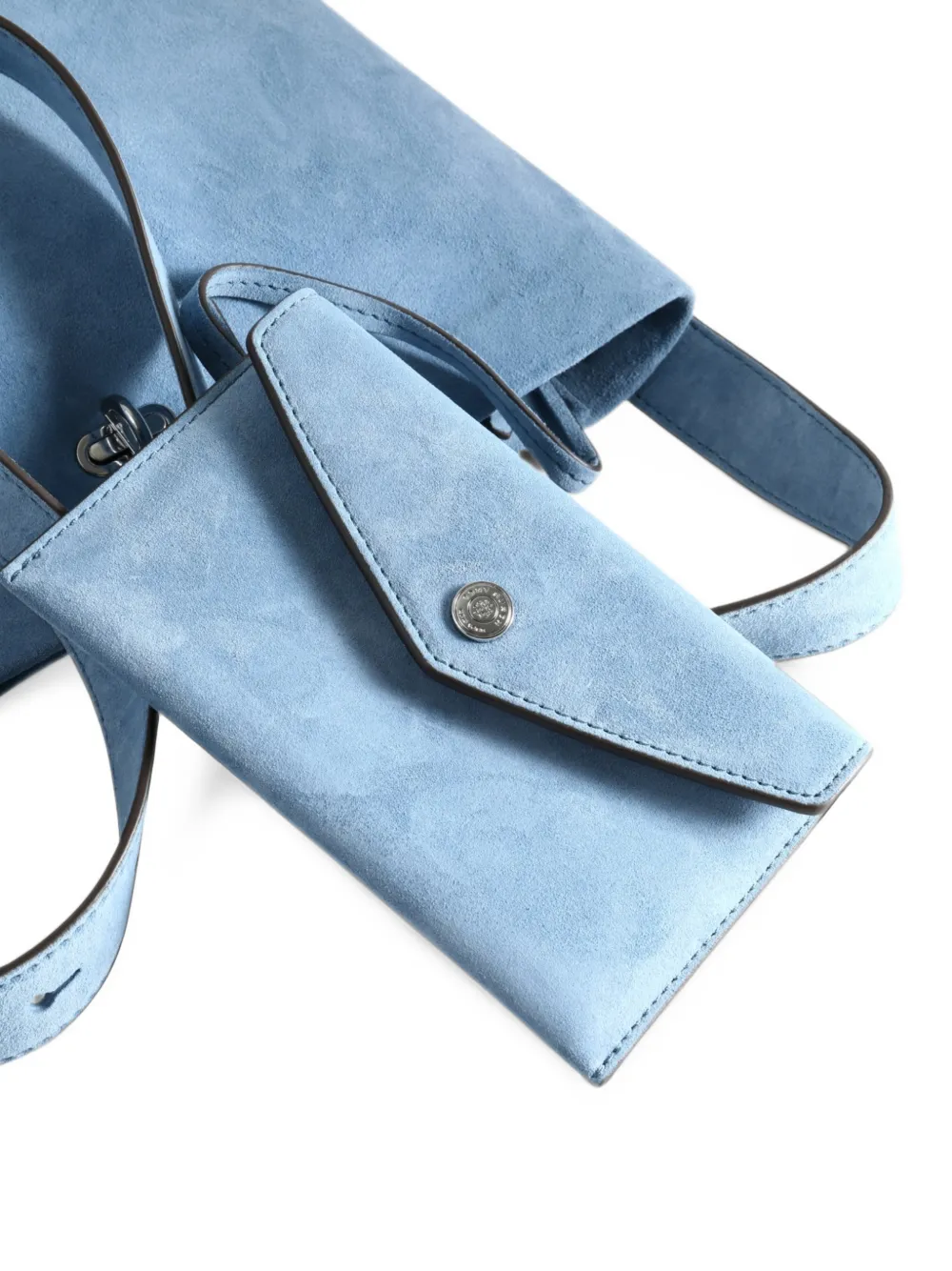 Tory Burch medium Lock suede slim bucket bag Blauw