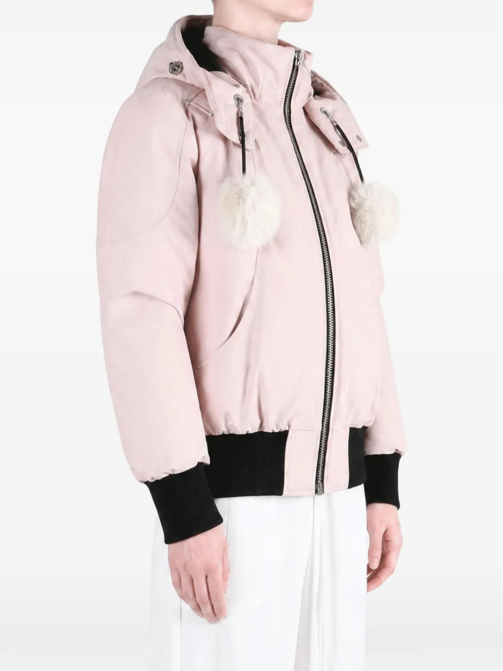 Moose Knuckles Debbie pom-pom hooded jacket Roze