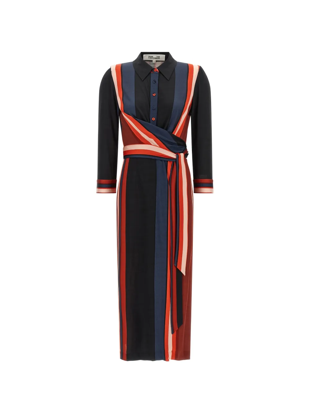 DVF Diane von Furstenberg Sana stripe-print midi dress Rood