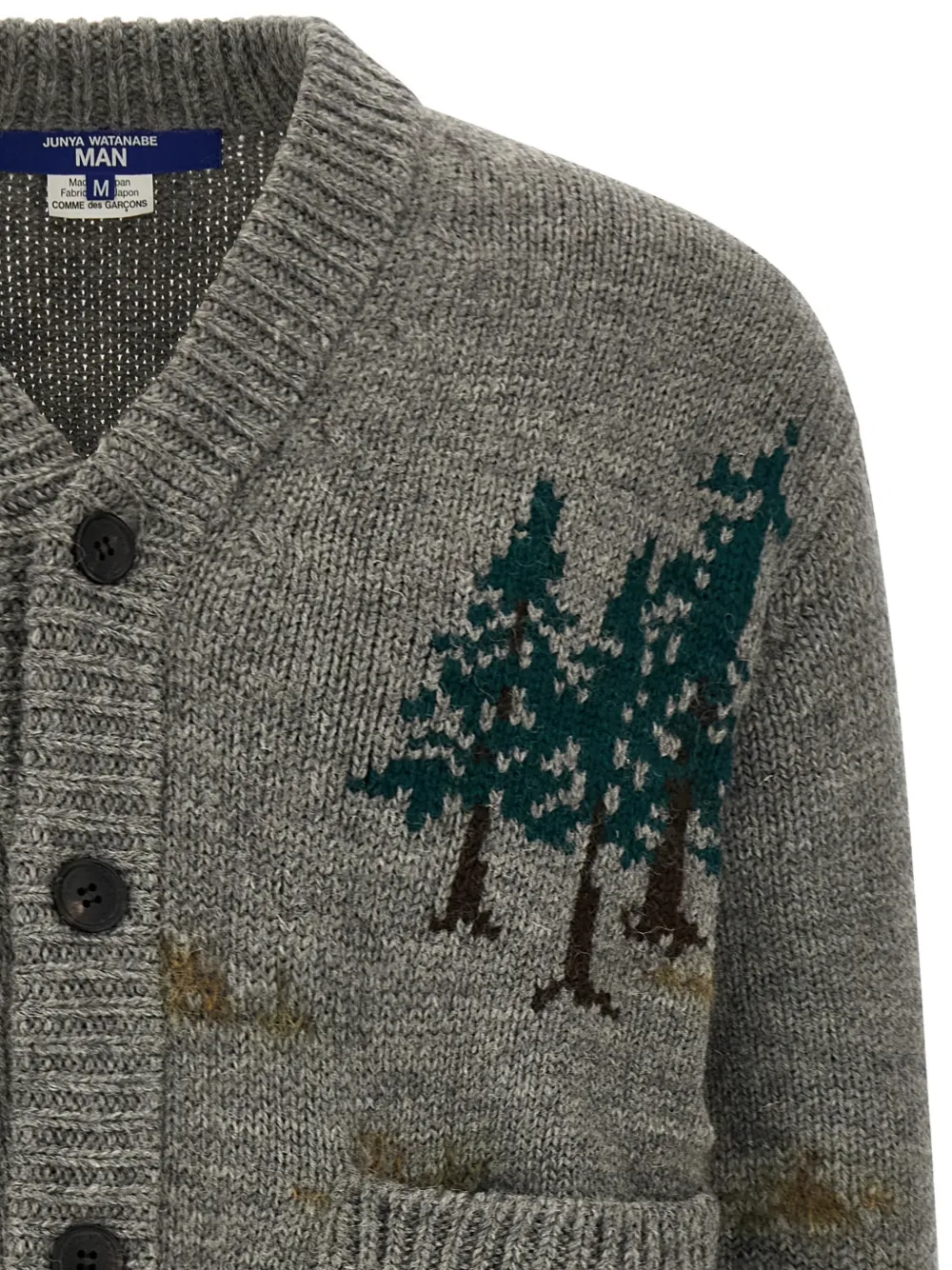 Junya Watanabe MAN intarsia-knit cardigan Grijs