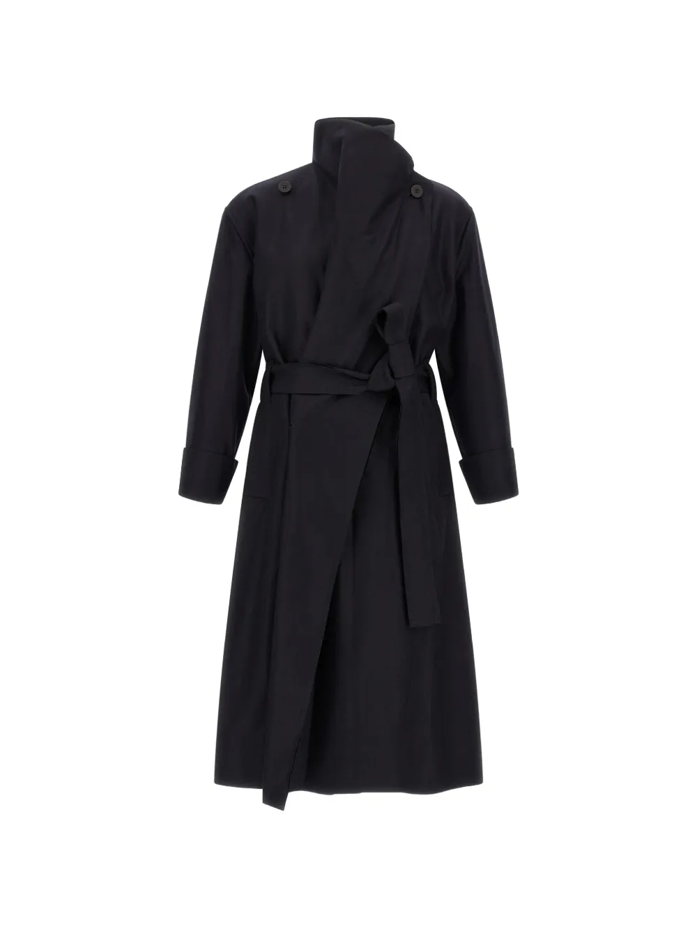 Issey Miyake Shell asymmetrical trench coat - Schwarz