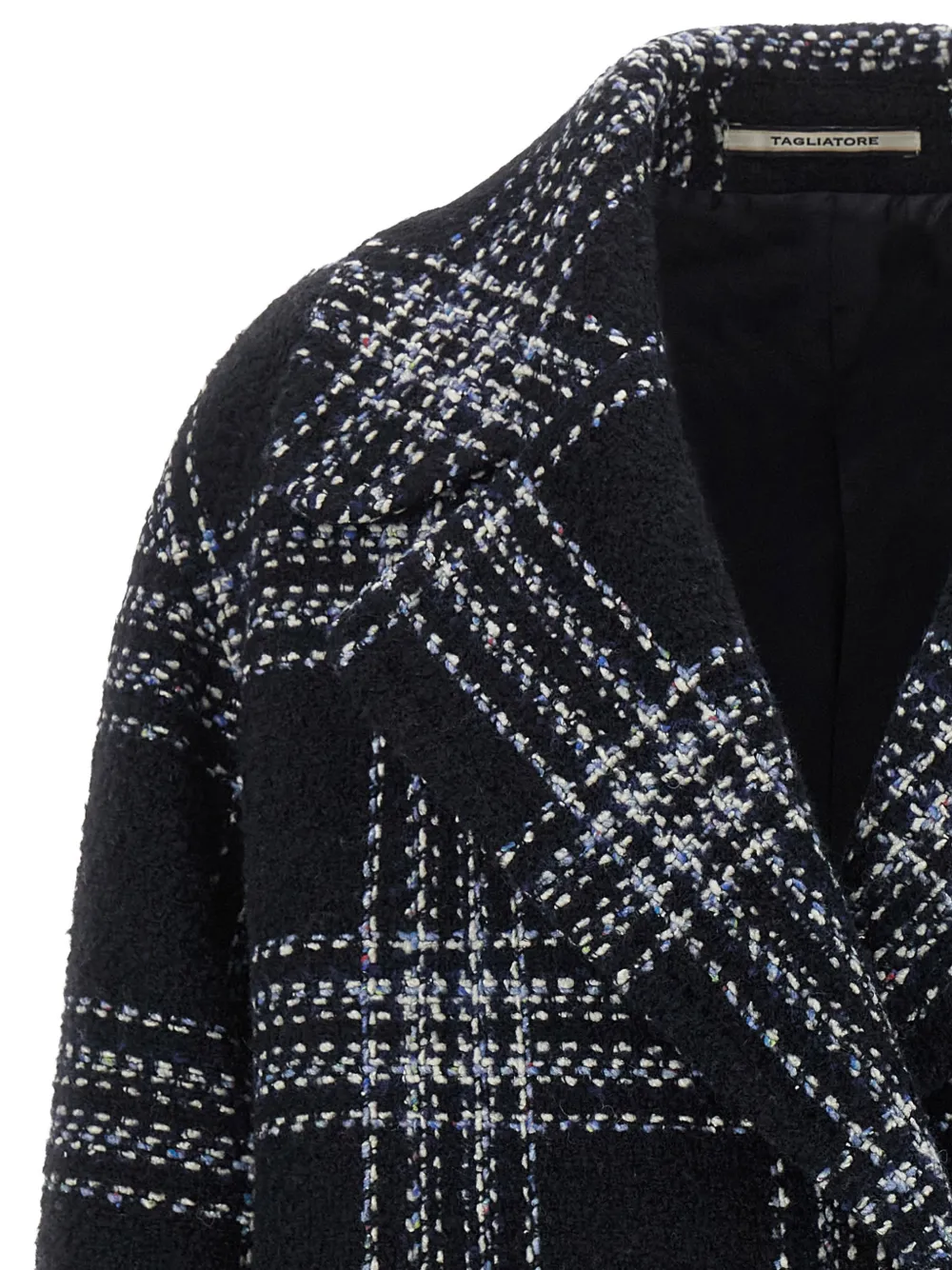 Tagliatore Astrid check-pattern bouclé coat Blauw