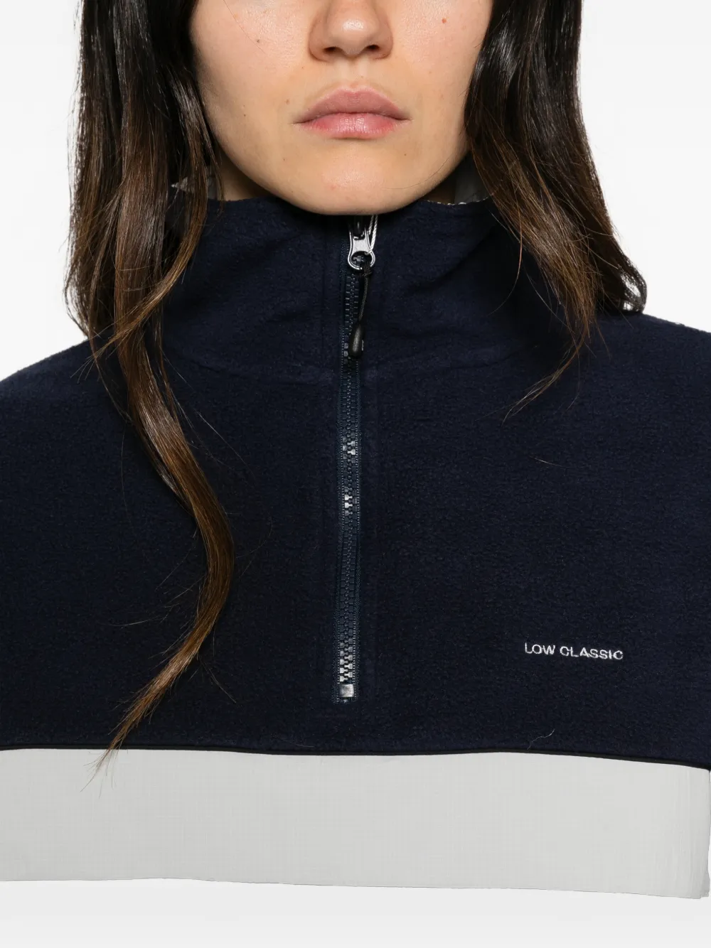 Low Classic colourblock quarter-zip sweater Blauw