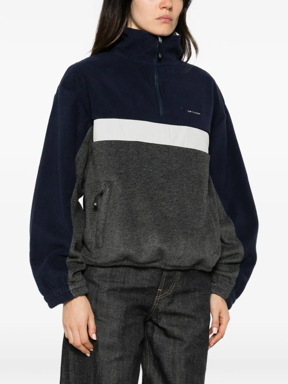 Low Classic colourblock quarter-zip sweater Blauw