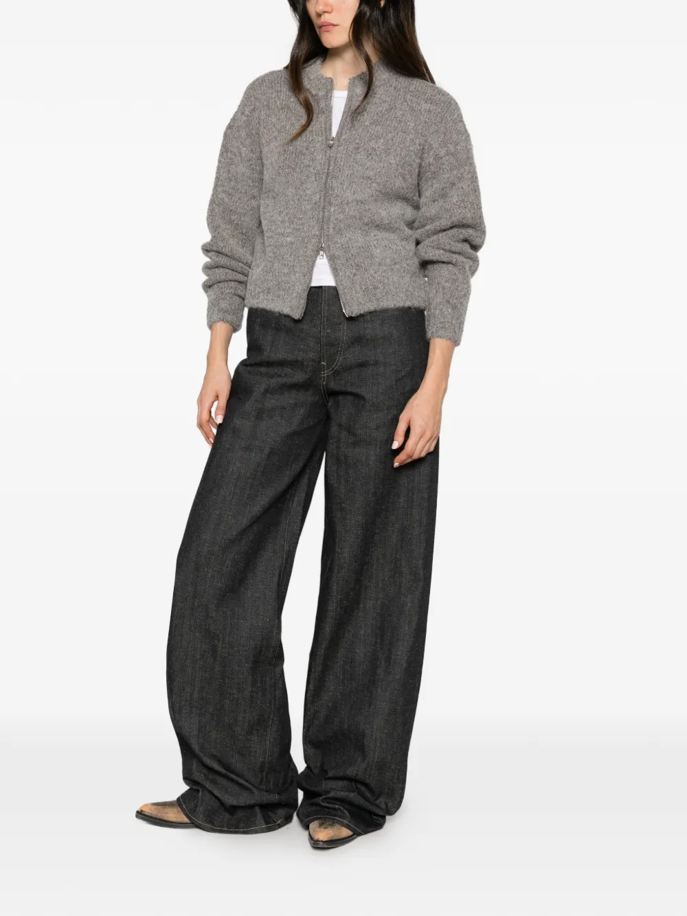 Low Classic zip-up cardigan Grijs