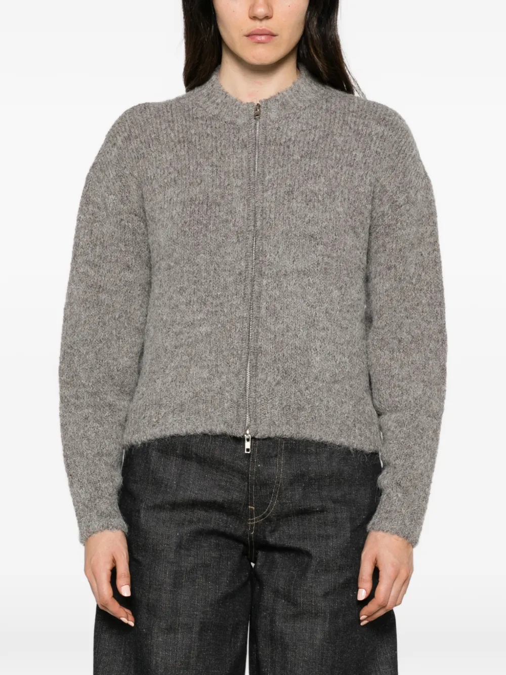 Low Classic zip-up cardigan Grijs