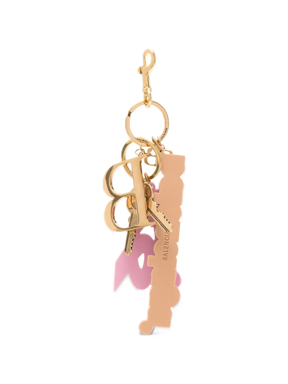 Balenciaga logo-charm keyring Goud
