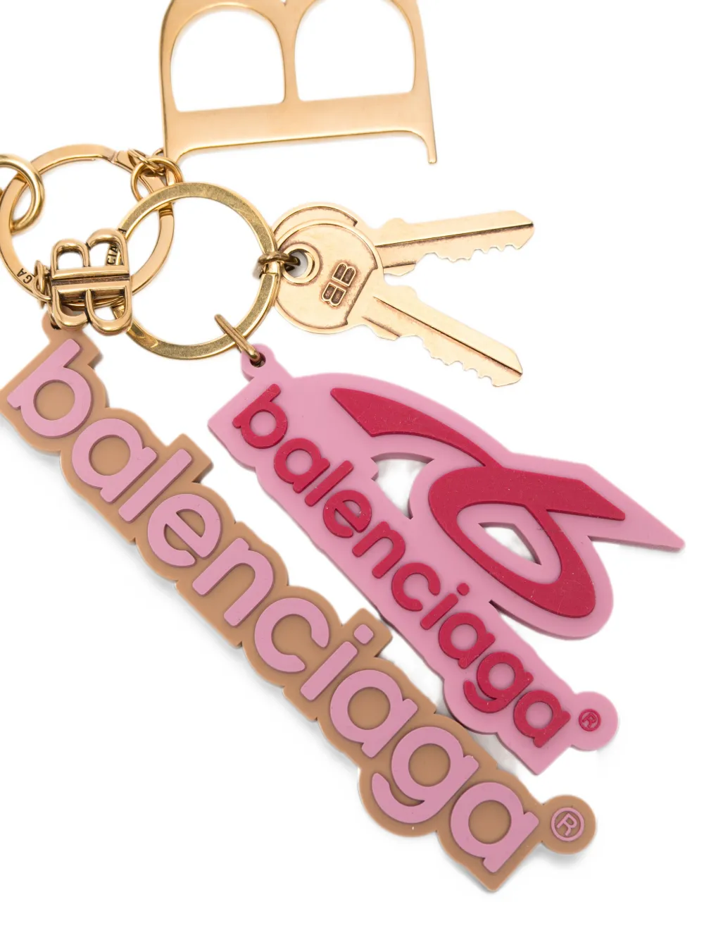 Balenciaga logo-charm keyring Goud