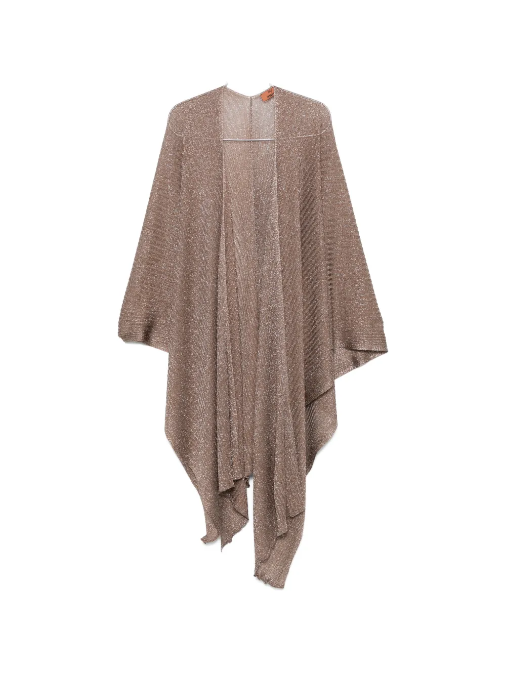 Missoni metallic ribbed-knit shawl - Marrone