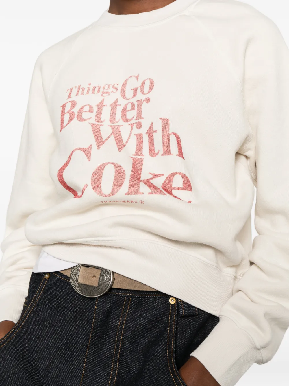RE DONE graphic-print raglan-sleeve sweatshirt Beige