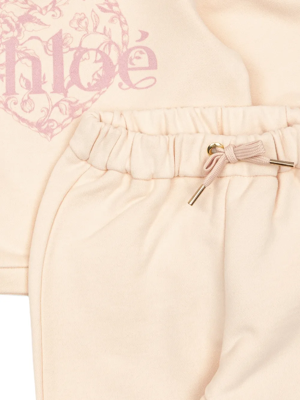 Chloé logo-print sweatshirt set Beige