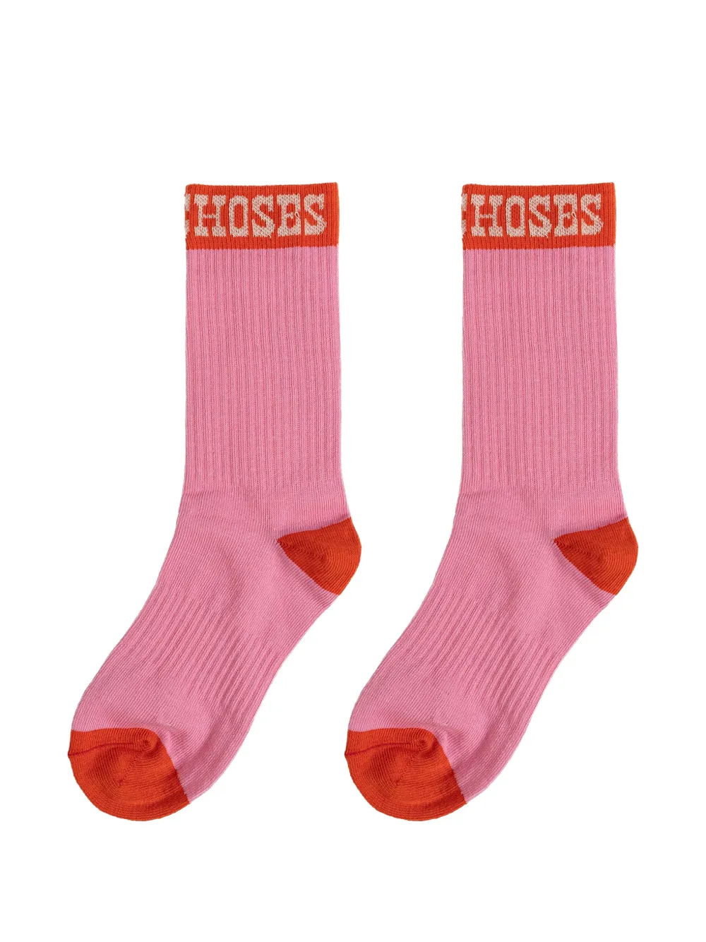 Bobo Choses Pop geribbelde sokken met intarsia logo Roze