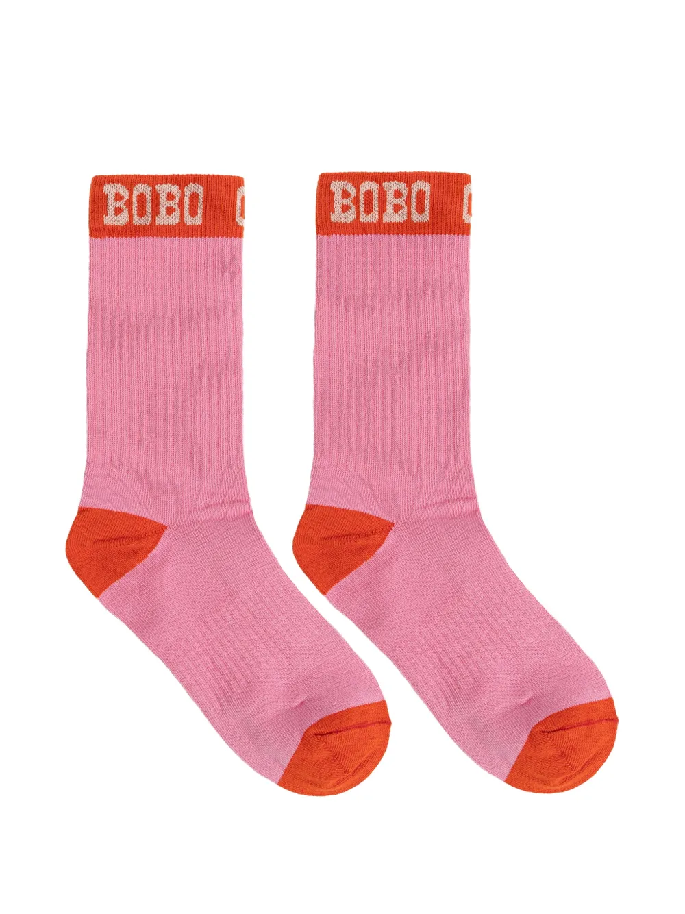 Bobo Choses Pop geribbelde sokken met intarsia logo Roze