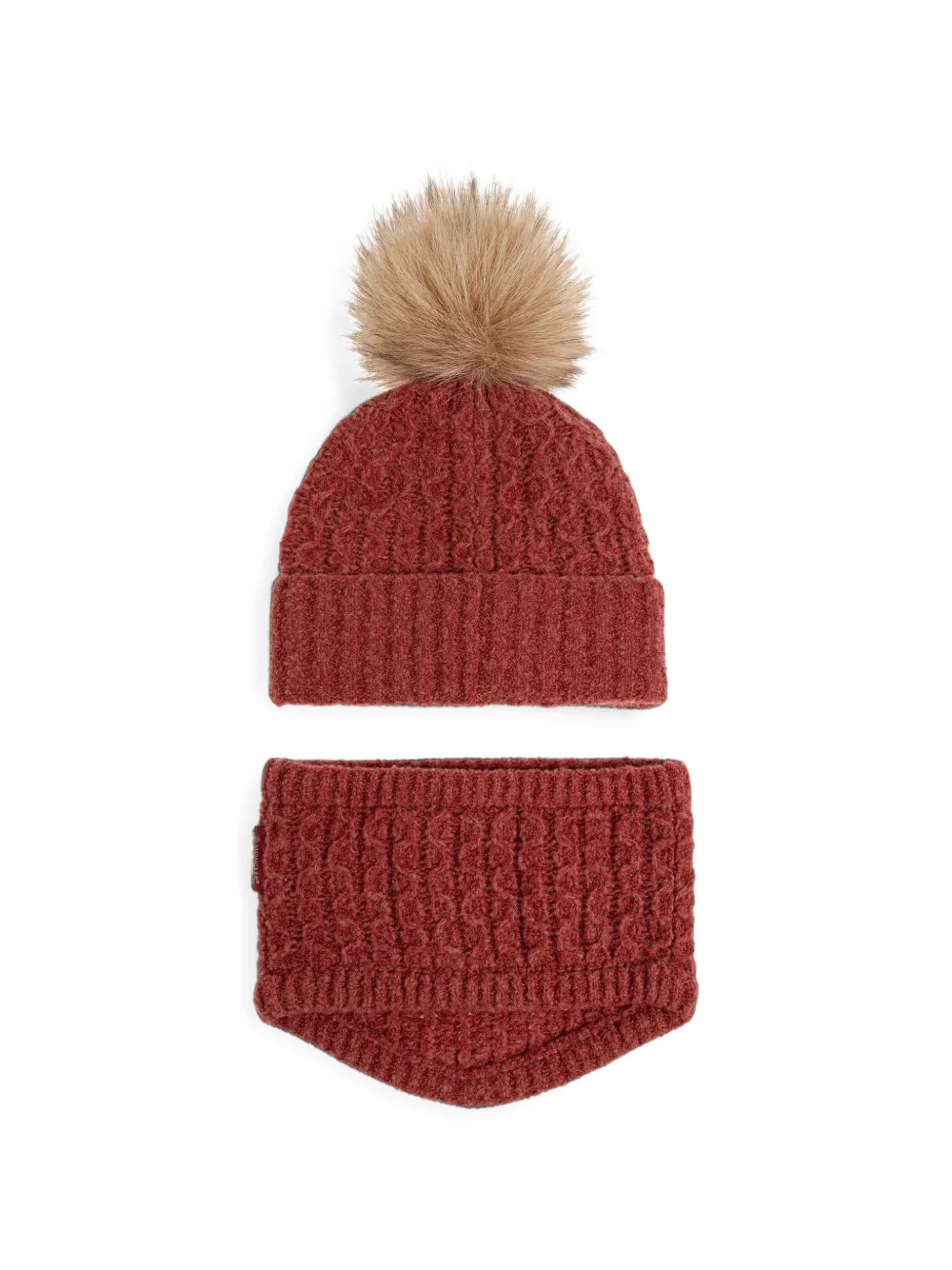 Moncler Enfant cable-knit pompom hat and snood set (set of two) Rood