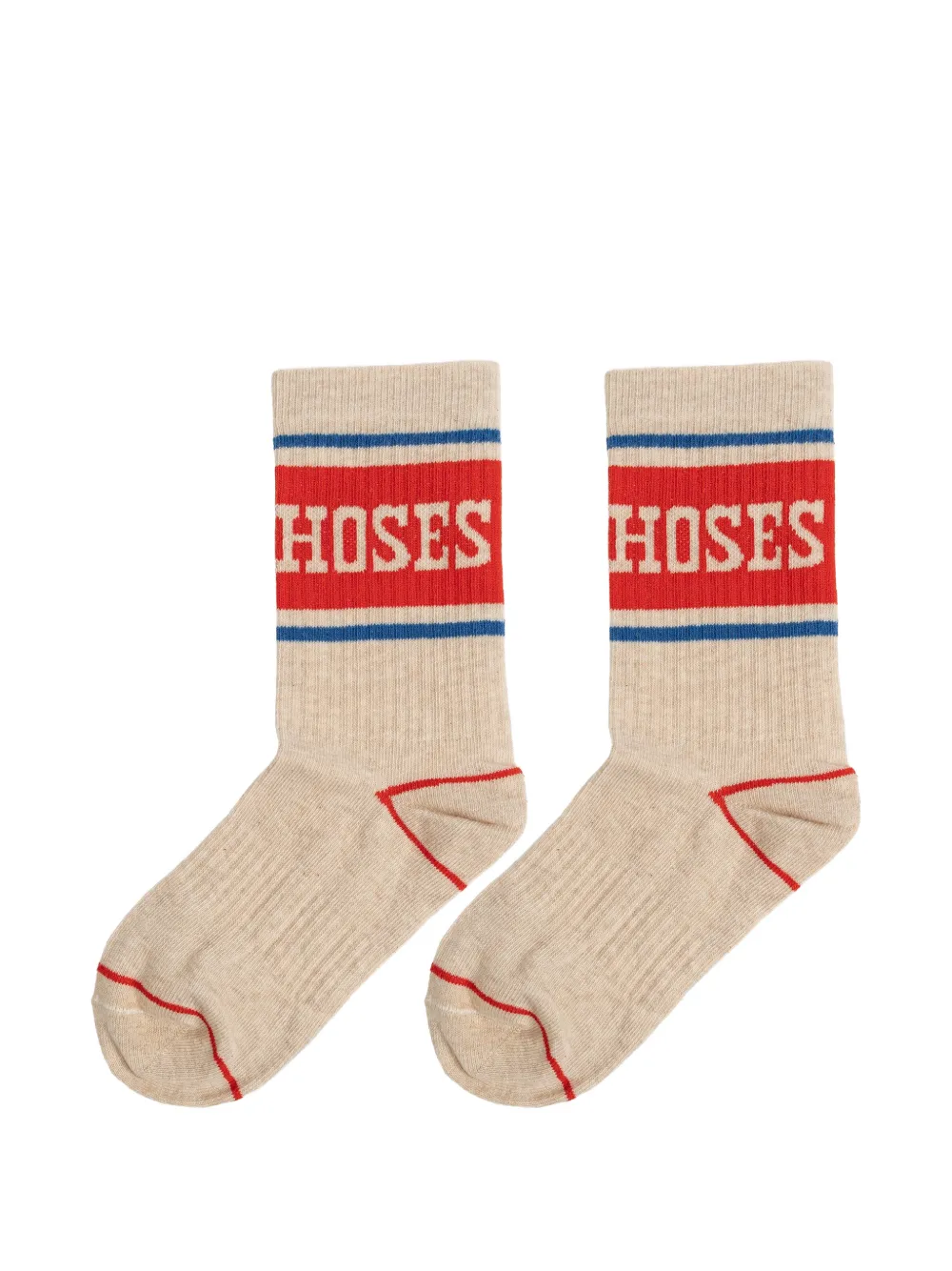 Bobo Choses Pop gestreepte sokken met intarsia logo Beige