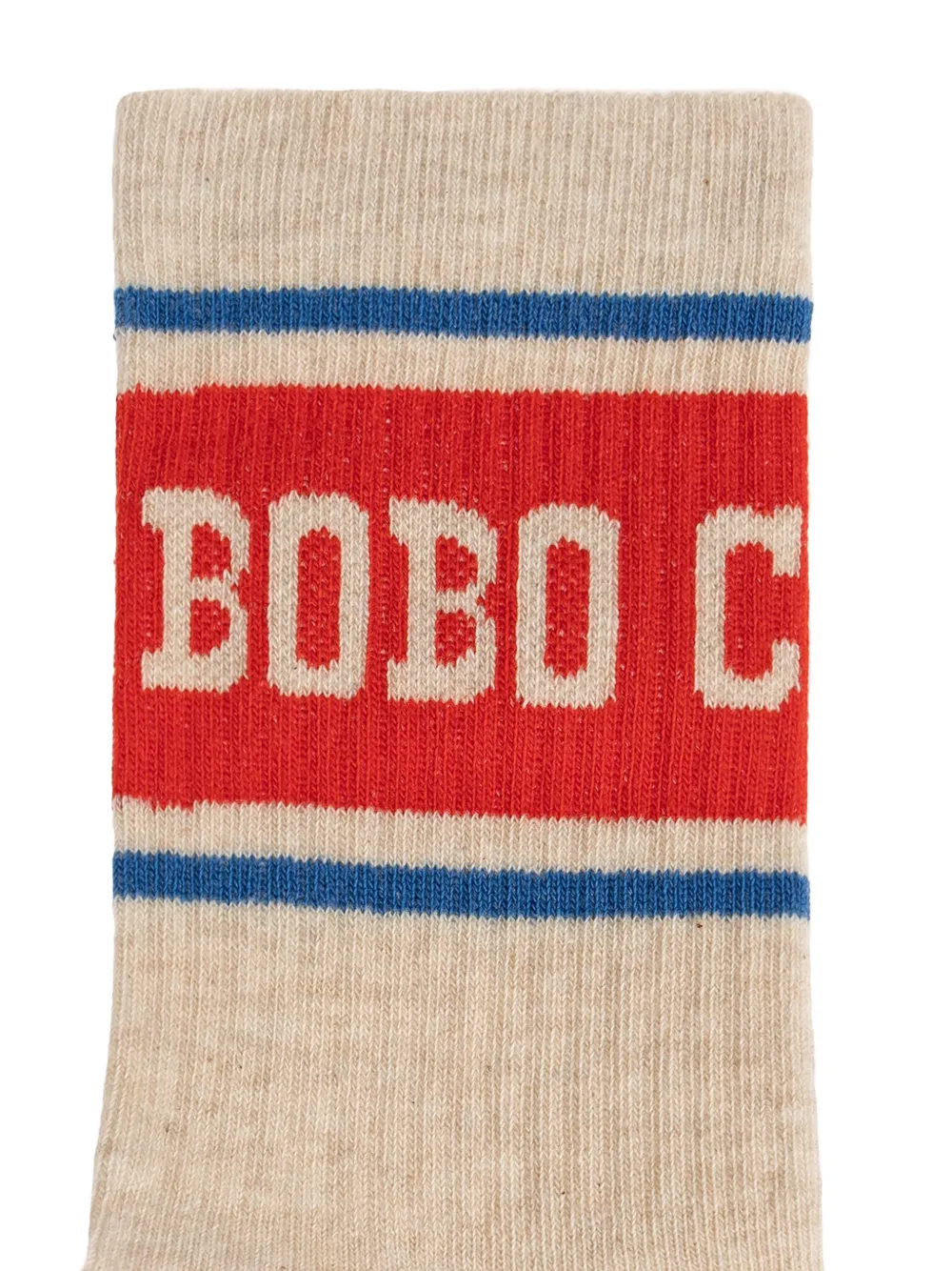 Bobo Choses Pop gestreepte sokken met intarsia logo Beige