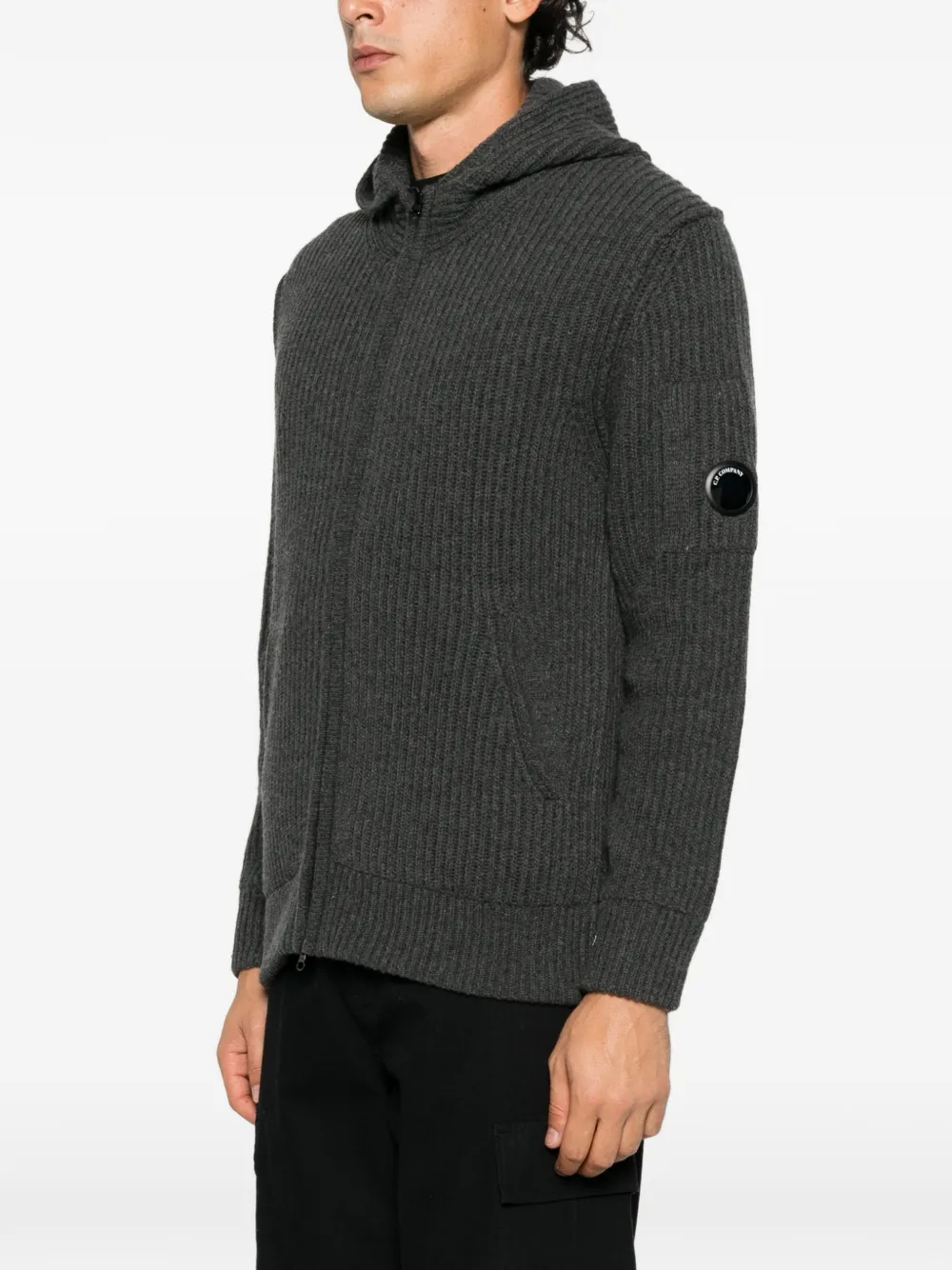 C.P. Company ribbed-knit hoodie Grijs