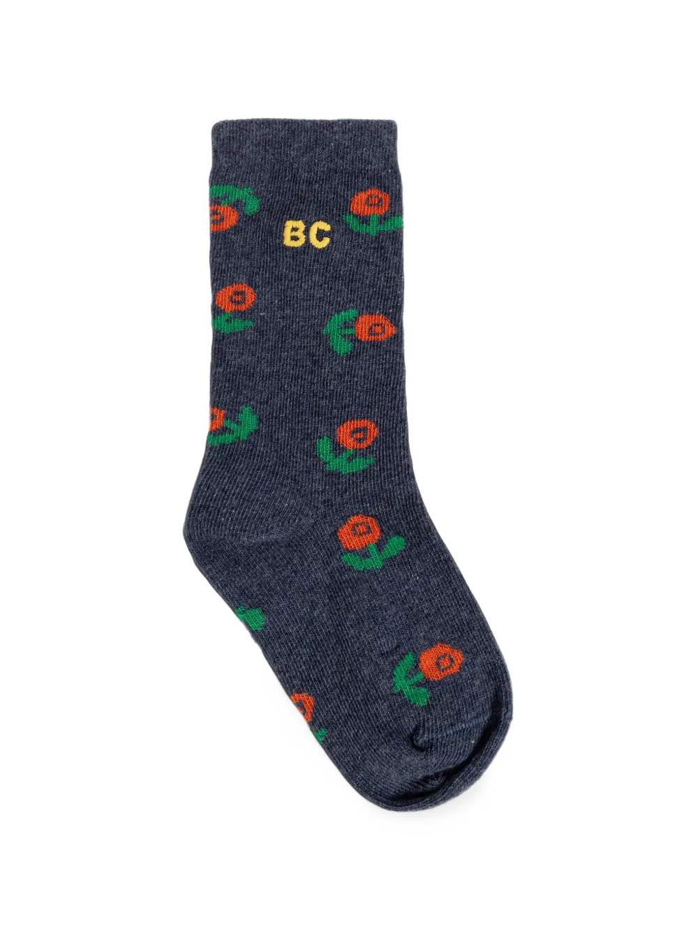 Bobo Choses logo-embroidered floral-print socks Blauw