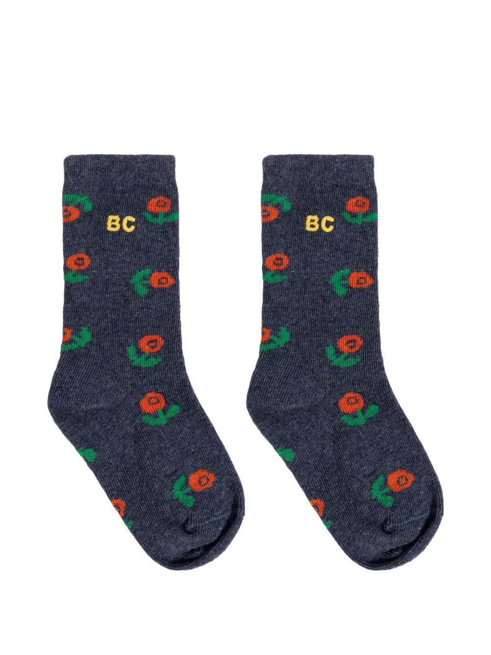Bobo Choses logo-embroidered floral-print socks Blauw