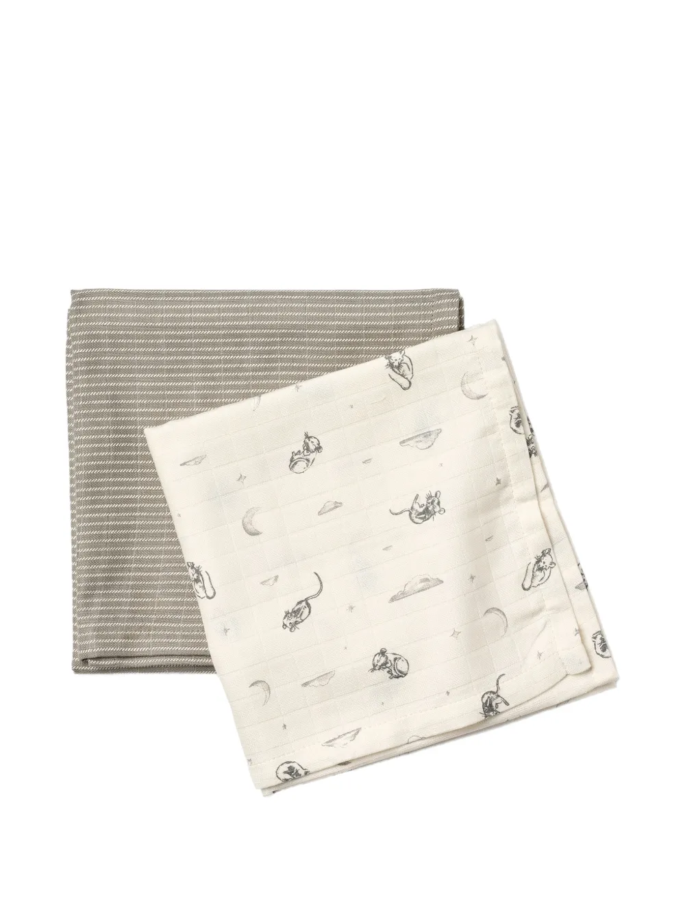WHEAT Panni Kaya in mussola con stampa topi (2 pezzi) - Bianco