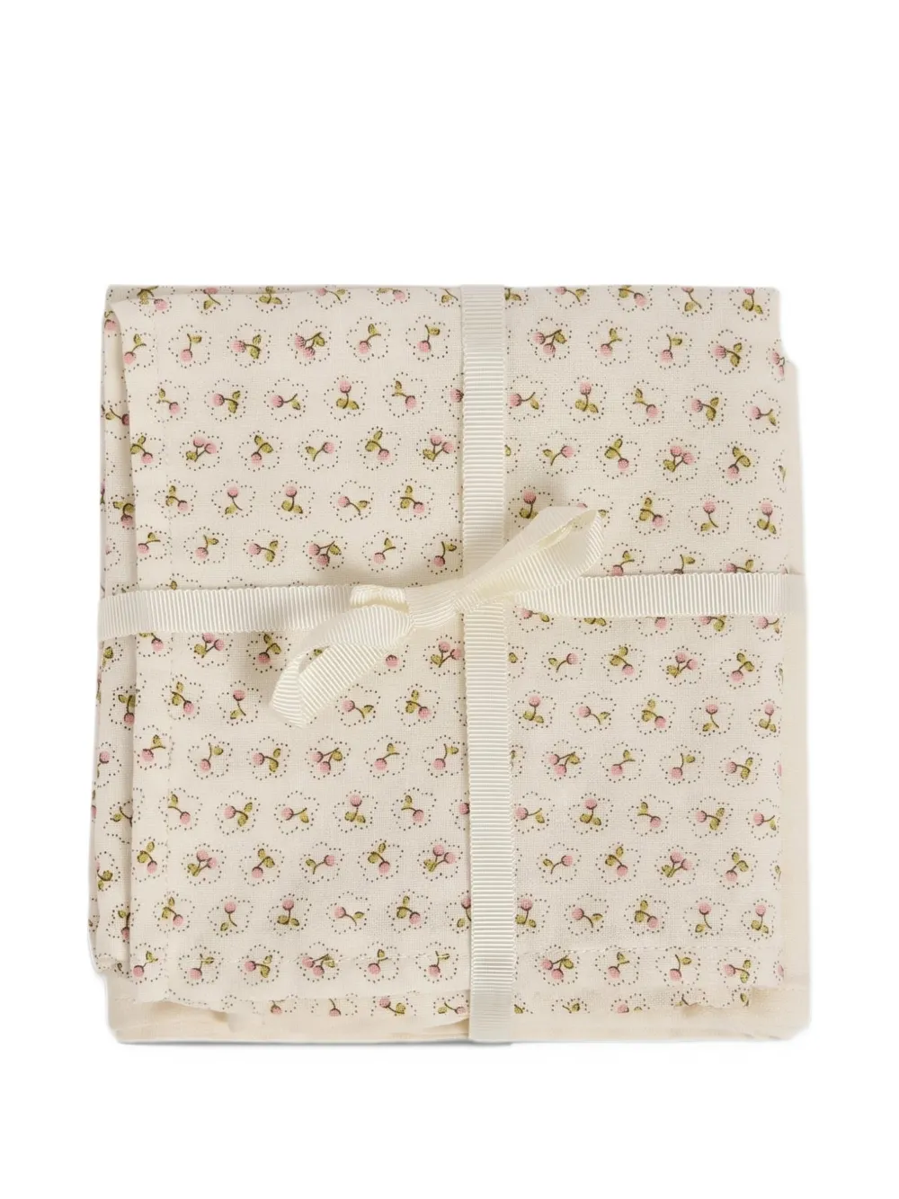 Bonpoint cherry-print cotton swaddling cloths (set of two) Beige