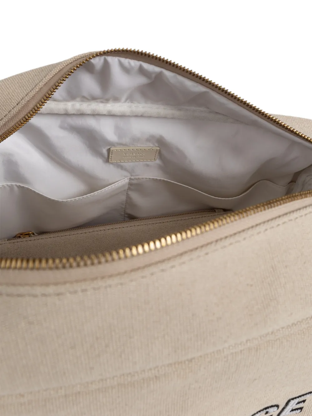 Versace Kids logo-embroidered shoulder bag Beige