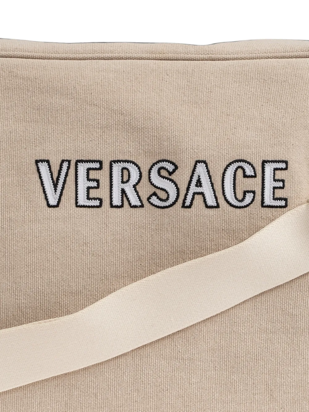 Versace Kids logo-embroidered shoulder bag Beige