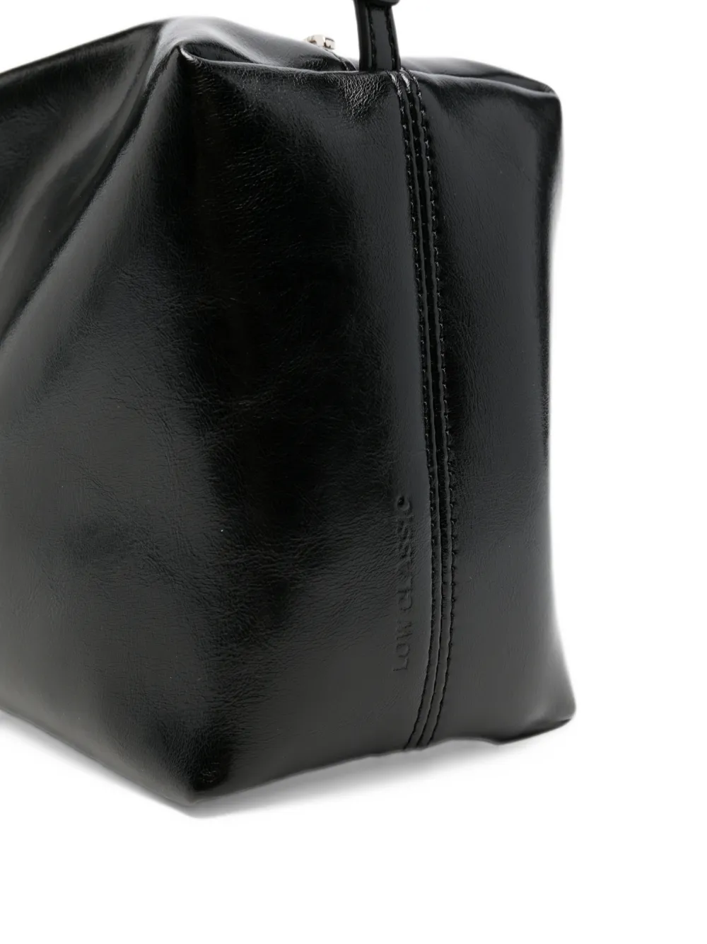 Low Classic glossy-finish shoulder bag Zwart