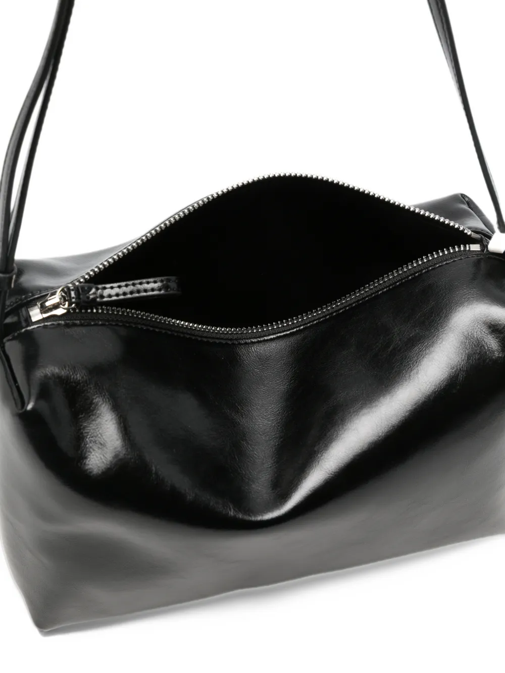 Low Classic glossy-finish shoulder bag Zwart