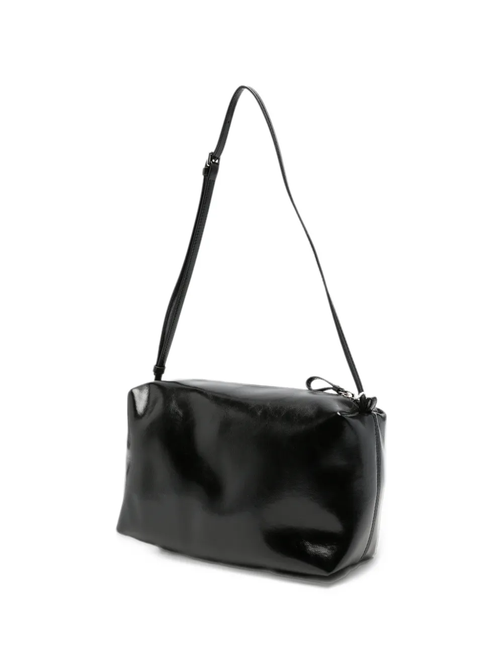 Low Classic glossy-finish shoulder bag Zwart