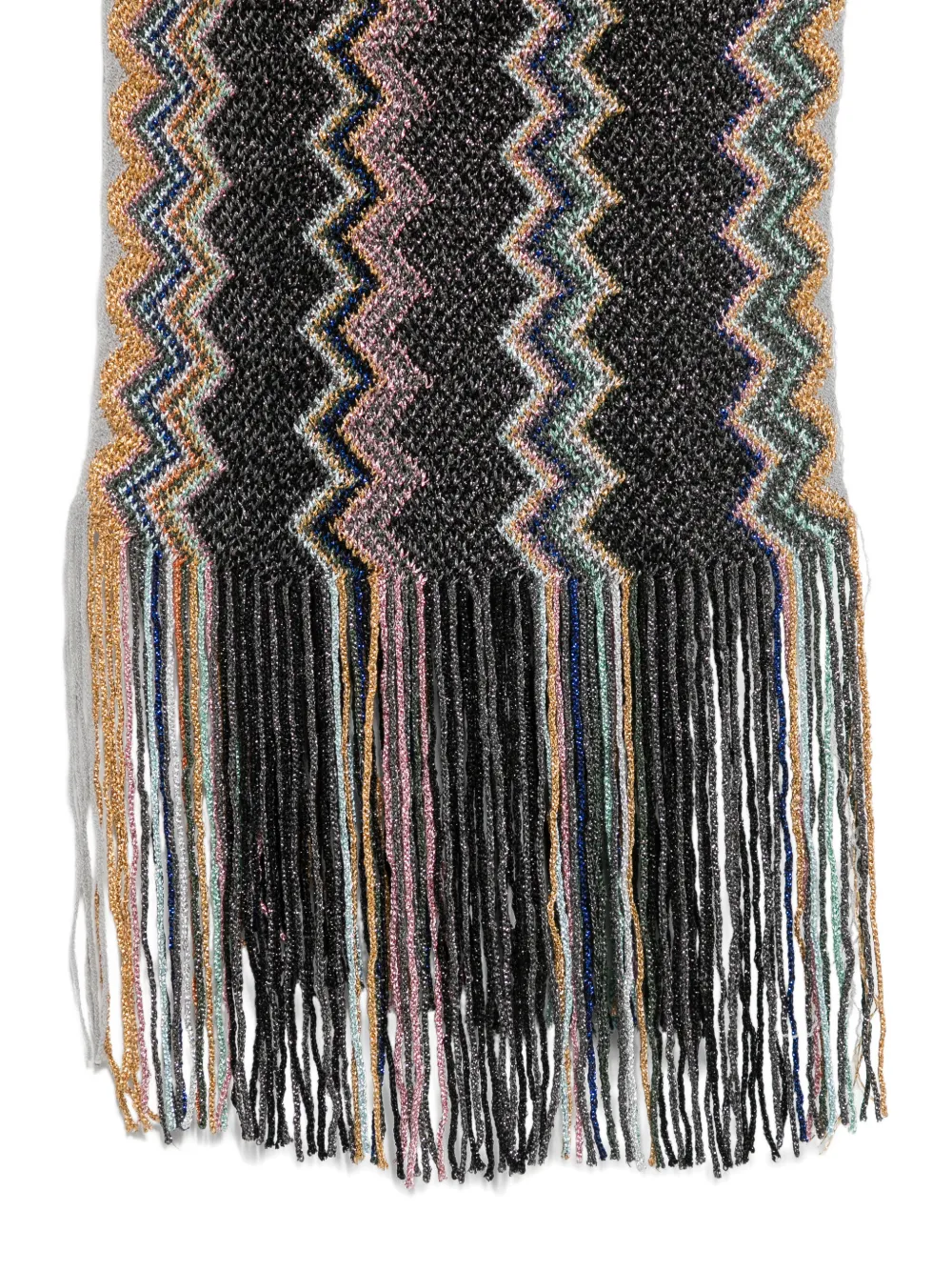 Missoni zigzag-knit fringed scarf Zwart