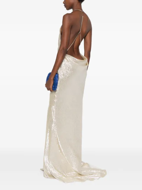 TOM FORD metallic-effect backless maxi dress